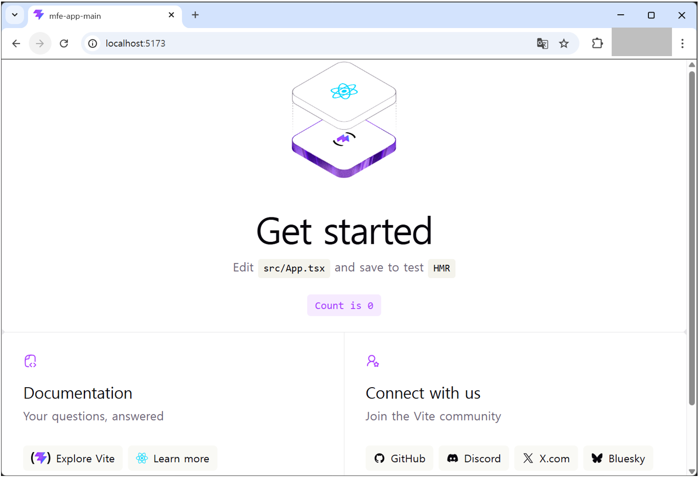 프로젝트 최초 브라우저에서 확인 예시시