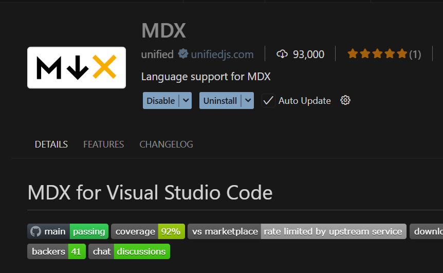 vscode MDX 확장 설치
